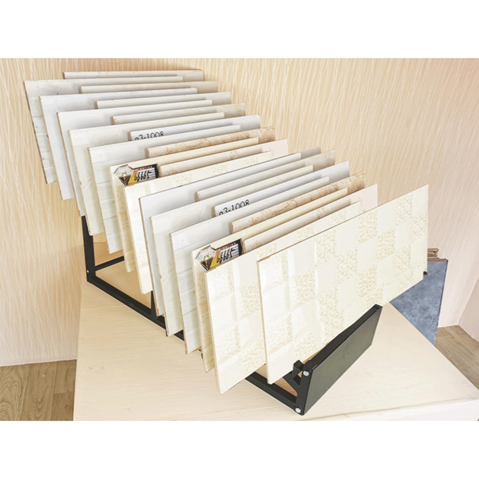 24-poziomowy metalowy stojak na płytki ceramiczne, czarny stojak do materiałów budowlanych, półka prezentacyjna do płytek porcelanowych podłogowych do hal