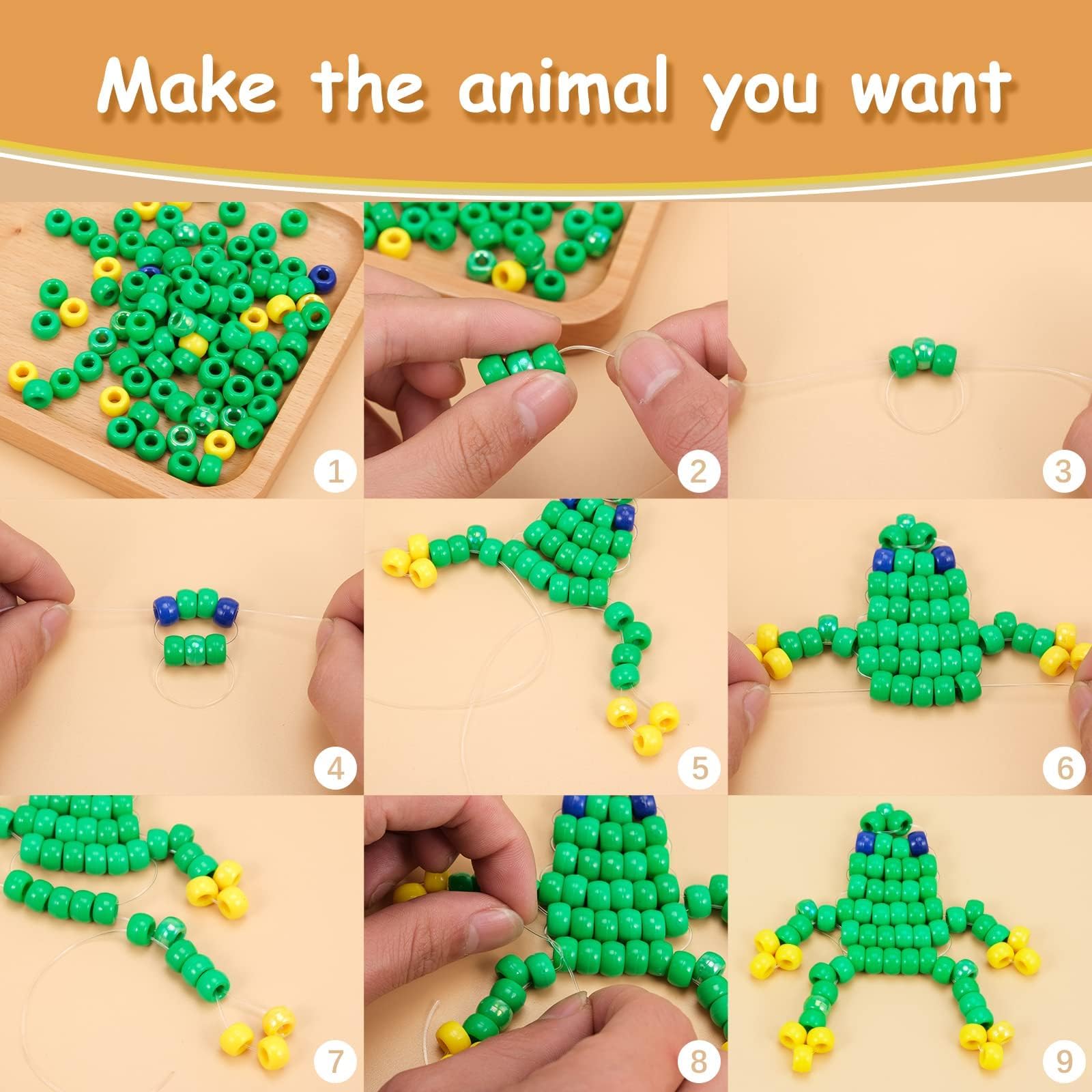 1500 Pezzi Perlas de Agujero Grandes I LOVE MOM DIY 6x9mm con Cuentas de 24 Colores para Manualidades Perlas para Joyas de Bricolaje — view 6