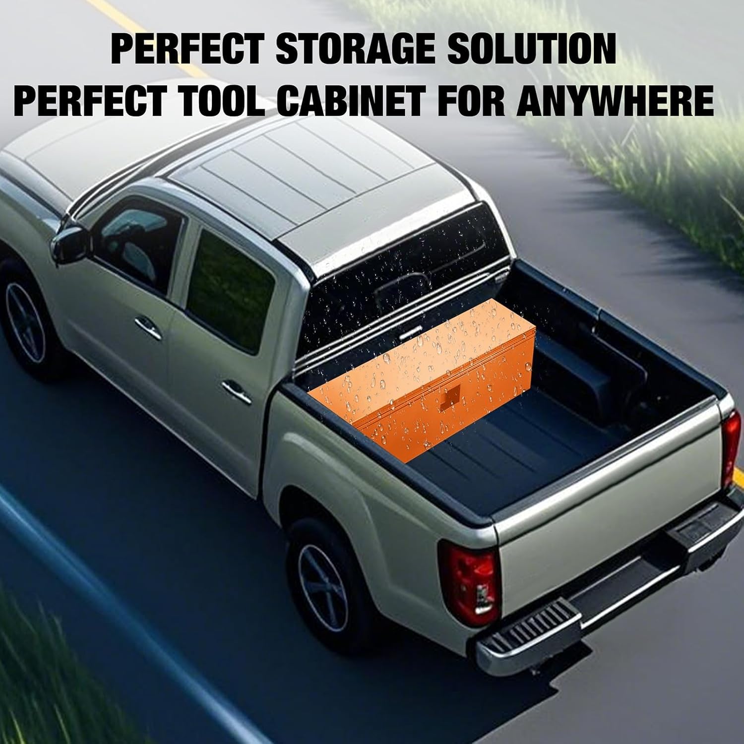 IDEALHOUSE Truck Bed Tool Box and Trailer Tongue Box - 30" Black Steel Storage Chest for Pickup Trucks, RVs, Trailers, Vans, 48"x 15"x 15"