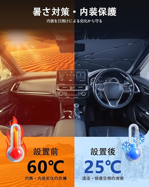 【2026新開発】LFOTPP トヨタ クラウン 210系 220系 用 フロント 傘型サンシェード 紐引き 車種専用設計 遮光断熱 UVカット 暑さ対策 220クラウン フロントガラス サンシェード ダッシュボード保護 擦り傷防止 車中泊 14代目 15代目 アクセサリー 遮光 車シェード 10本ガラス繊維骨 取付簡単 内装パーツ - 4