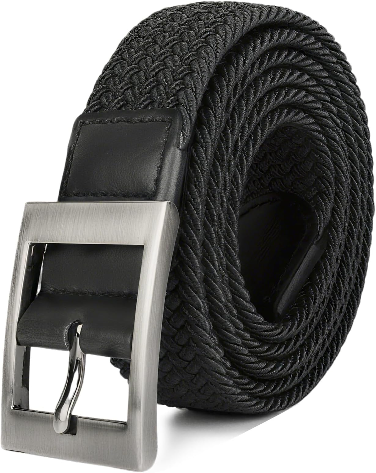 Mens Plus Size Belts 39'' to 75'' Casual Black Braided Elastic Stretch Fabric Woven Web Belt Work Golf Jeans