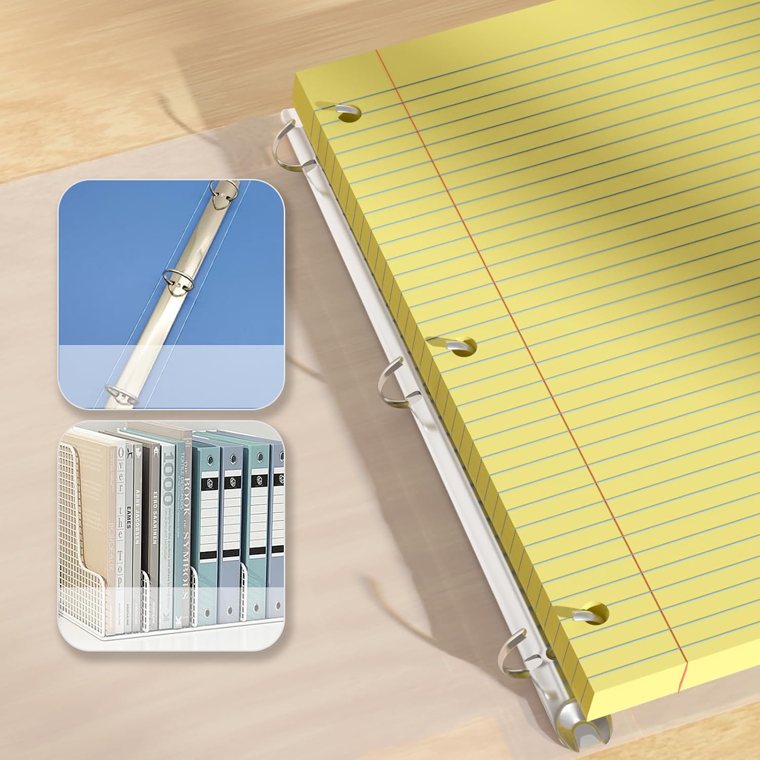 Yellow Loose Leaf Paper 100 Sheets Colored Filler Paper 8 * 10.5 College Ruled Paper 3-Hole Punched Paper for 3-Ring Binders Notebook Lined 8" x 10.5" image 5