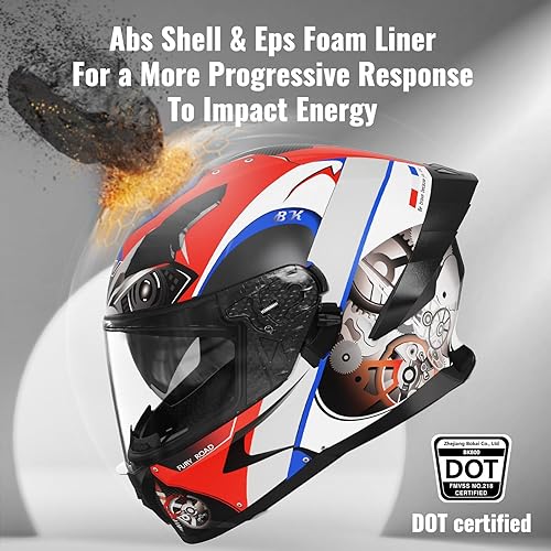 Miniatura 6 de Casco de motocicleta de doble visera para adultos, casco de motocicleta antivaho aprobado por DOT