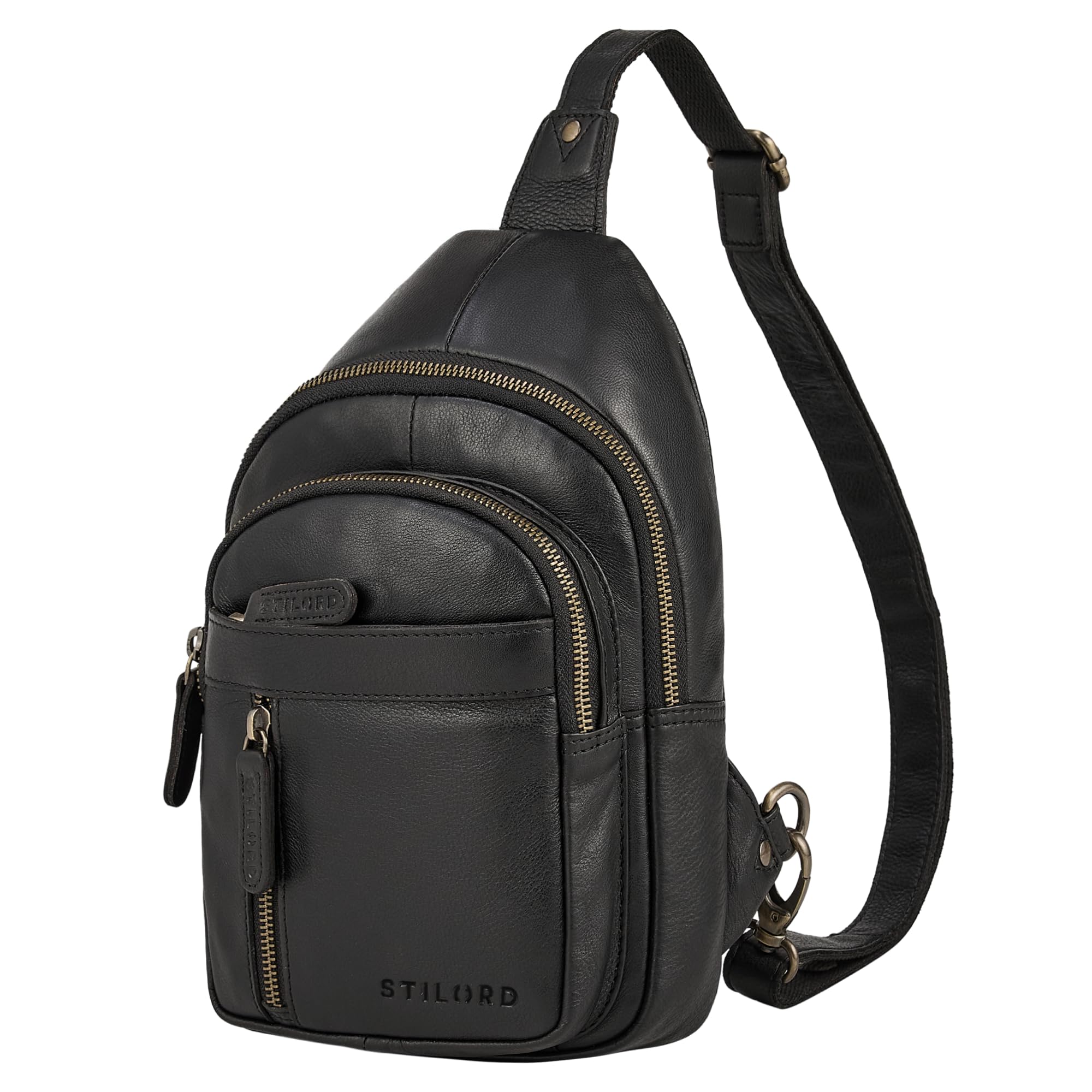 STILORD "Montego 2-In-1 Zaino Monospalla Uomo Pelle Borsa A Tracolla Cuoio Borsa Da Petto Vera Pelle Borsello Crossbody Spalla Sling Bag per Tempo Libero Viaggio Outdoor Colore:nero