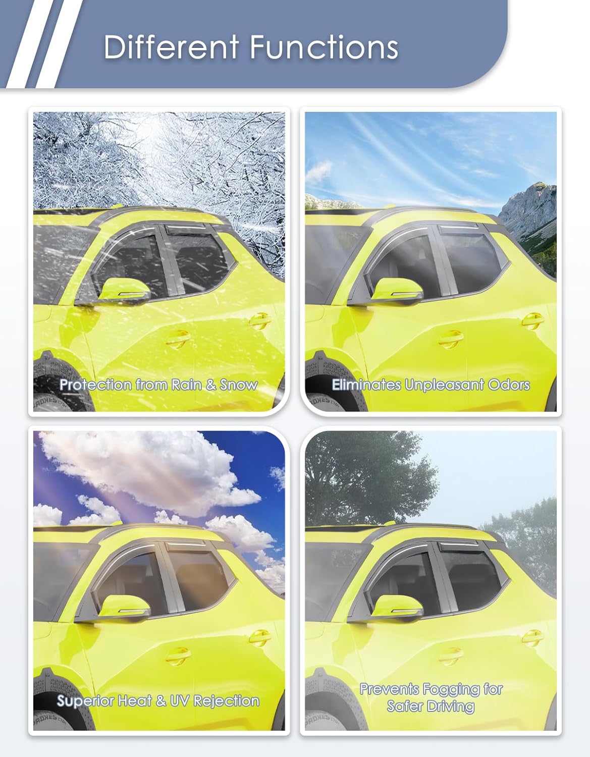 in-Channel Window Rain Guard for Hyundai Santa Cruz 2022 2023 2024 2025 2026 Rain Guards Side Window Visors Low Profile Vent Visor Window Deflectors Vent Shades Car Accessories