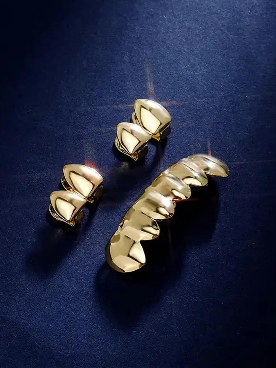 Longita 1 Set Gold Teeth Grillz for Women Grills for Your Teeth Men Gold Tooth Cap Grillz for Women Golden Tooth Jewelry Mouth Grills Men Hip Hop Rapper Outfits Custom Accessory Halloween Party