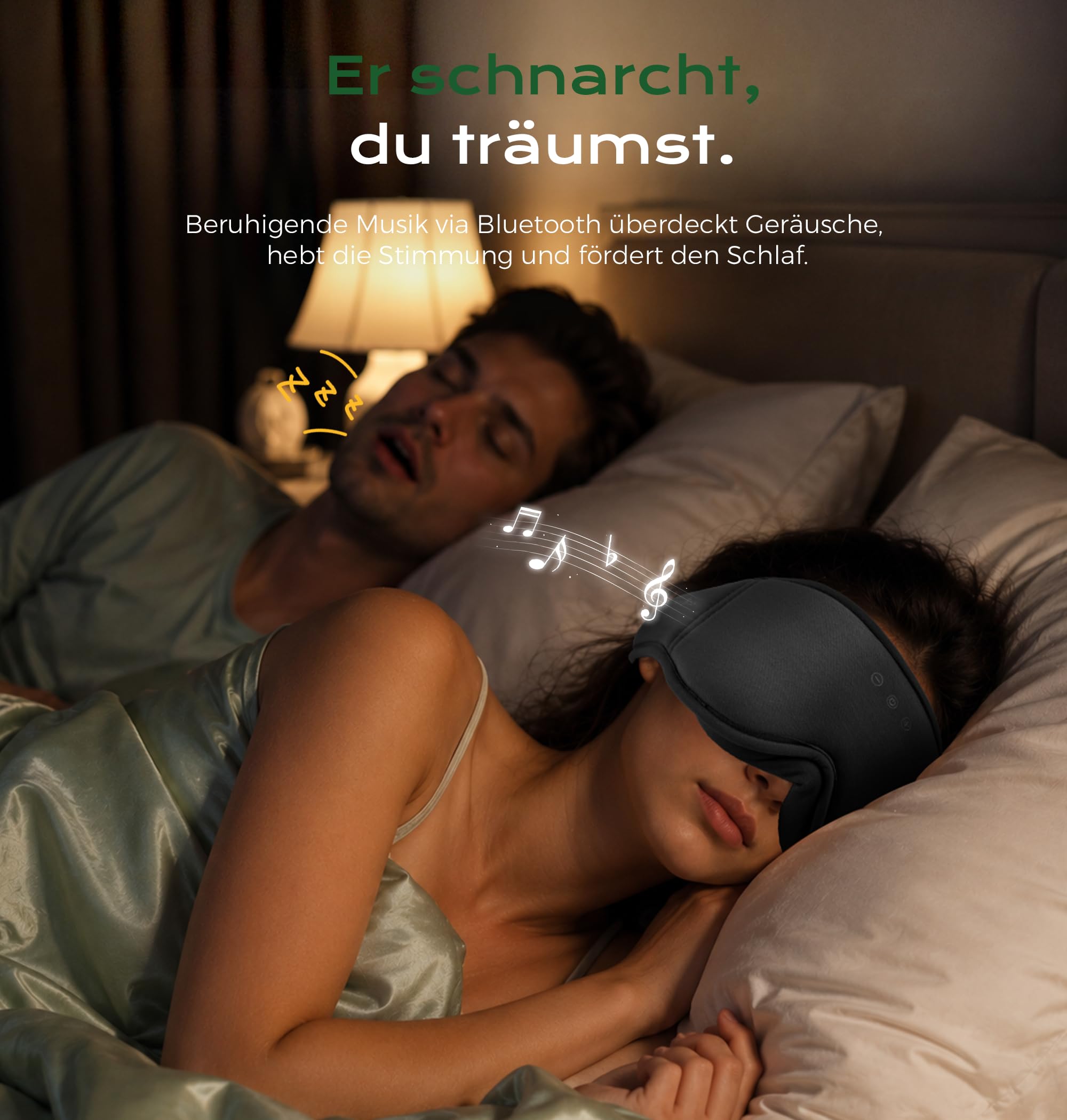 MUSICOZY Masque de sommeil avec écouteurs, 100 % ombre, 3D, masque de sommeil Bluetooth, doux, en coton de bambou bio pour voyage, relaxant, écouteurs Bluetooth 5.4
