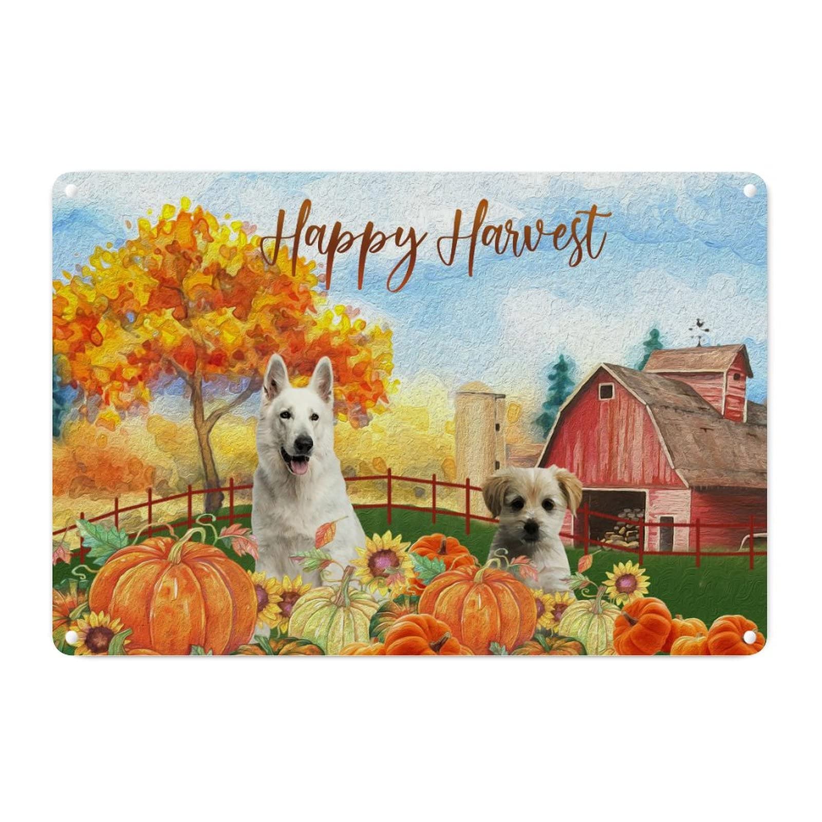 Plaque métallique chien terrier automne pour un intérieur cosy