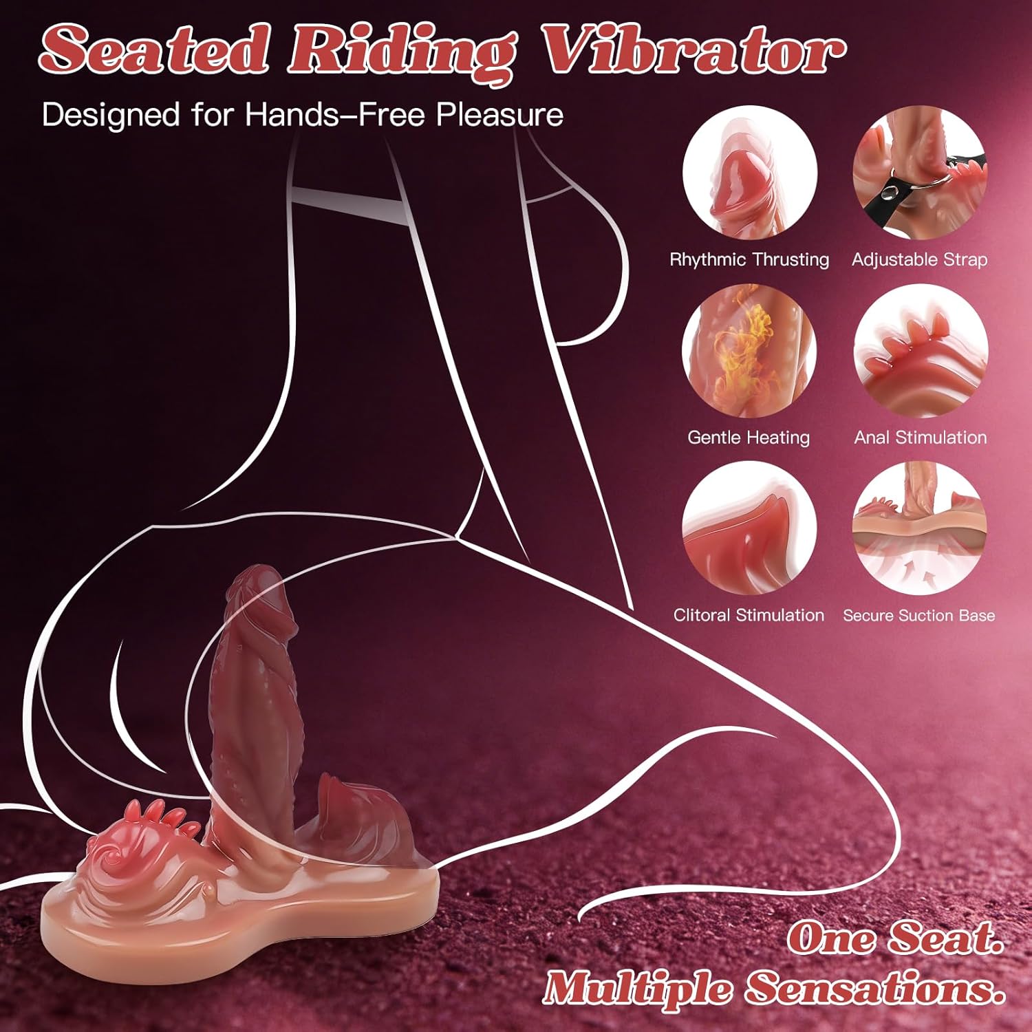 Sex Toys Thrusting Dildo Vibrator - Adult Toys for Women,Thrusting & Vibrating & Heating,Sit and Ride Thrusting Dildo Vibrator Strap on,Romote Control Adult Sex Toy for Women Couples