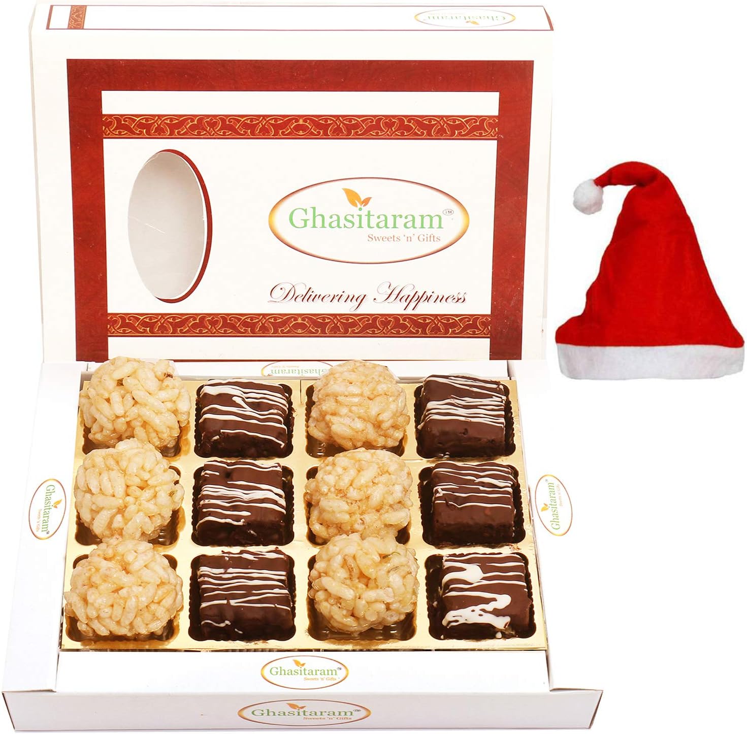 Ghasitaram GiftsChristmas Gifts - Rice Flakes Sweets Box 12 Pcs 240 GMS