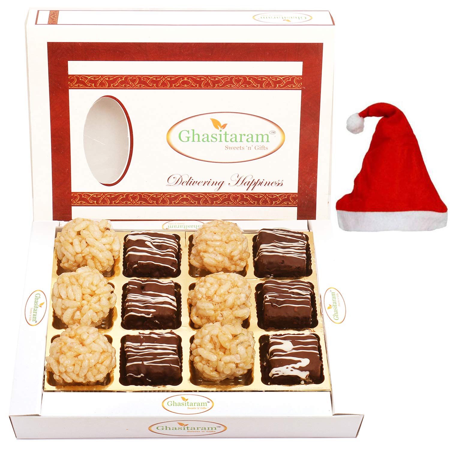 Ghasitaram GiftsChristmas Gifts - Rice Flakes Sweets Box 12 Pcs 240 GMS