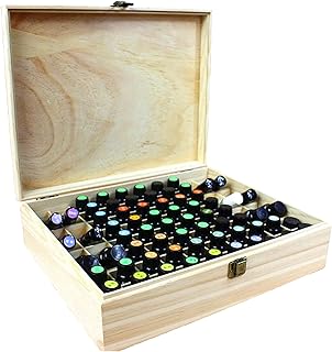 RoseFlower Wooden Essential Oil Storage Box Home Fragrance Carrier Case, Holds 56 Bottles & 12 Roller Balls - Aromatherapy Organizer Nail Polish Fragrance Container - Keep Your Oils Safe & Space Saver