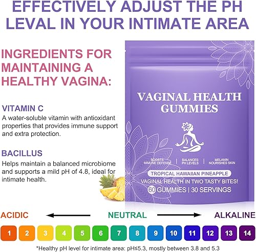 Miniatura 5 de Gomitas de equilibrio femenino premium, probióticos vaginales vitales fuente de gomitas femeninas, sabor a piña para mujeres de todas las edades,