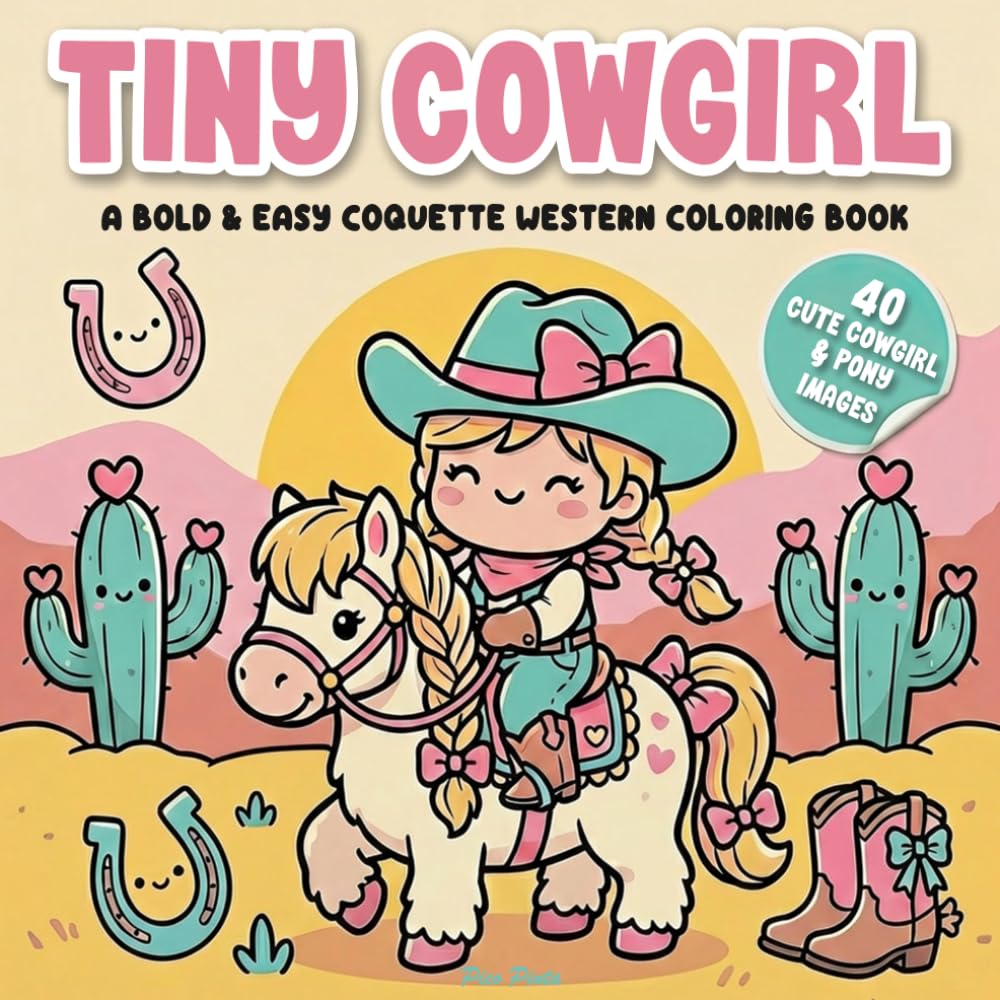 Tiny Cowgirl – A Bold & Easy Coquette Western Coloring Book: Adorable Best Friend Adventures with Ponies, Hats, and Happy Ranch Vibes