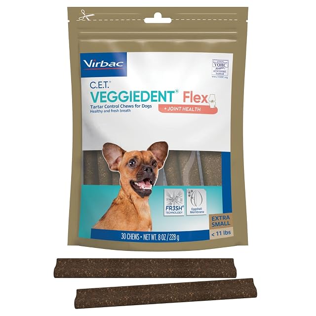 Virbac C E T VEGGIEDENT Flex Tartar Control Chews for Dogs - Multifunctional to Support Joint Health VOHC
