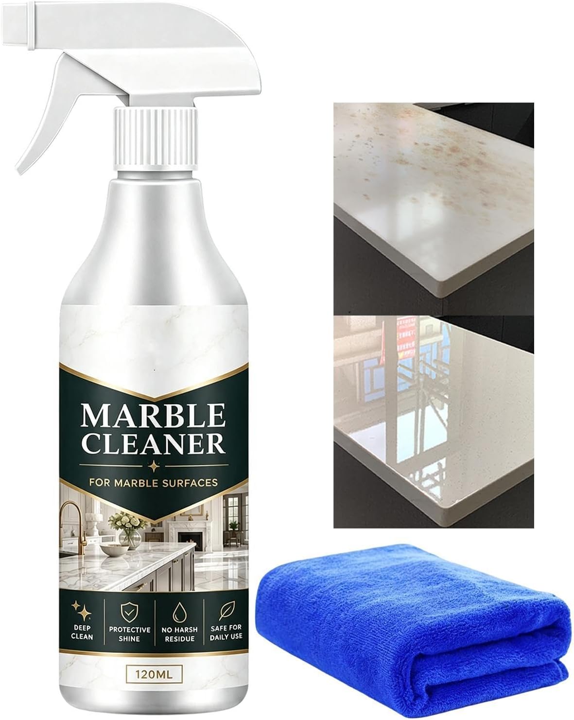 Granite Worktop Cleaner - 120ml Neutral Natural Stone Spray, Portable Care