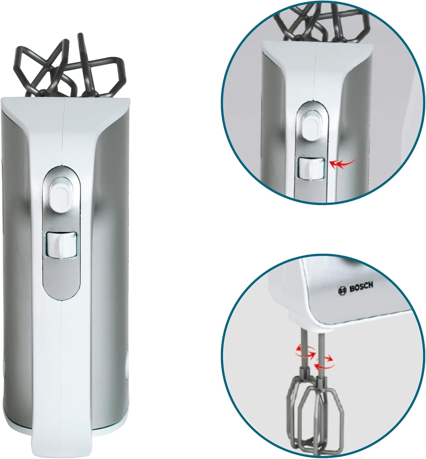 Theo Klein 9240 Bosch hand mixer I battery-operated toy mixer with removable whisk I Incl. dummy switch I dimensions: 19 cm x 7 cm x 12 cm I Toy for children from 3 years