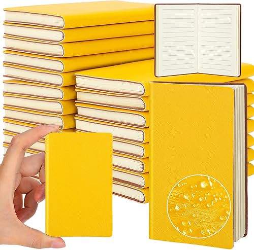 Miniatura 8 de Yeaqee Paquete de 20 mini cuadernos de cuero para el regreso a clases, cuadernos de bolsillo de 4 x 2.5 pulgadas, 50 páginas, diario impermeable de