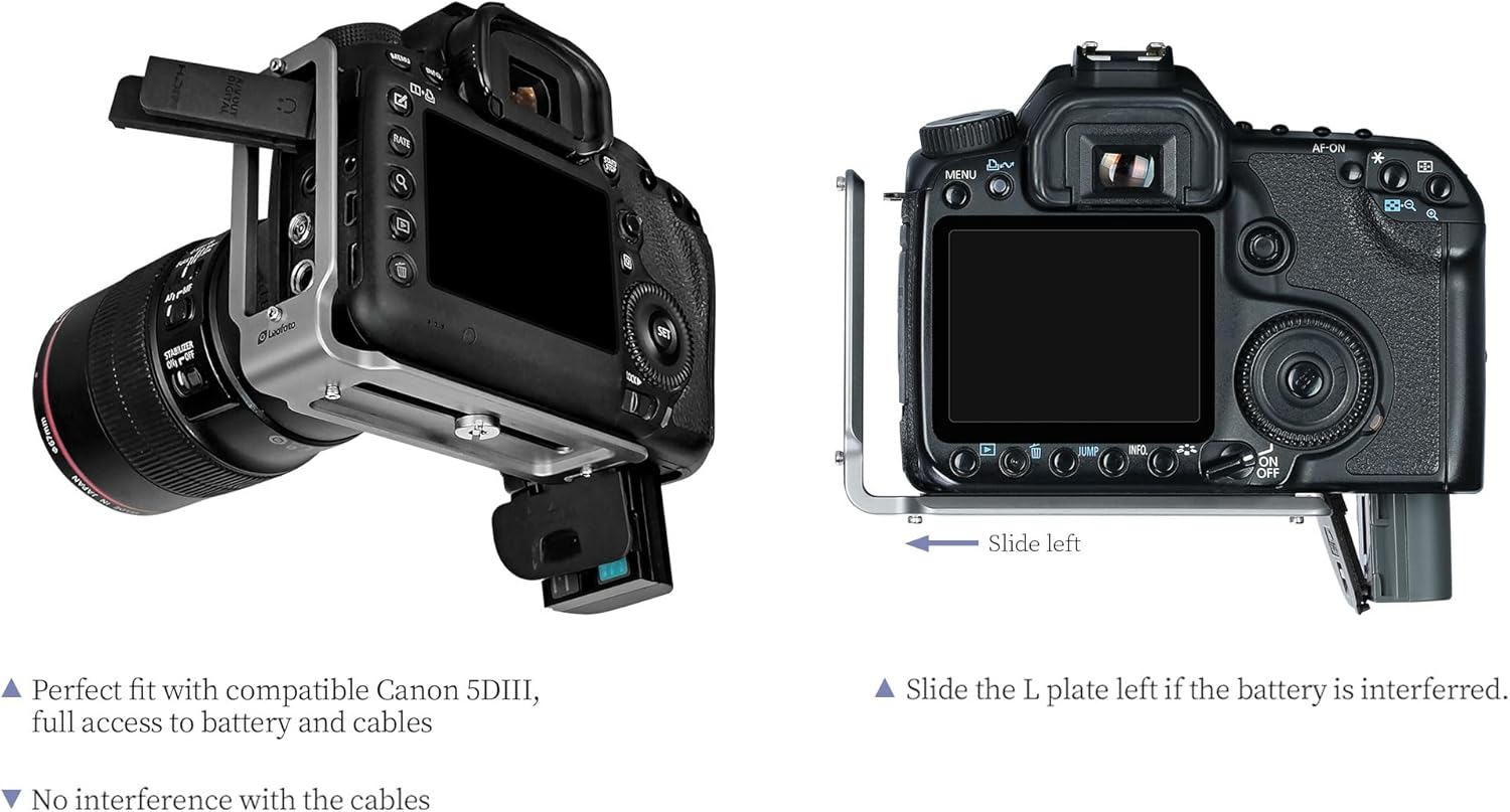 Leofoto Titanium Camera L Plate, Vertical Horizontal Switching Tripod Quick Release Plate Arca Swiss Standard Dovetail Compatible with Canon Nikon Sony Tripod Monopod (UL-01T) - Image 5