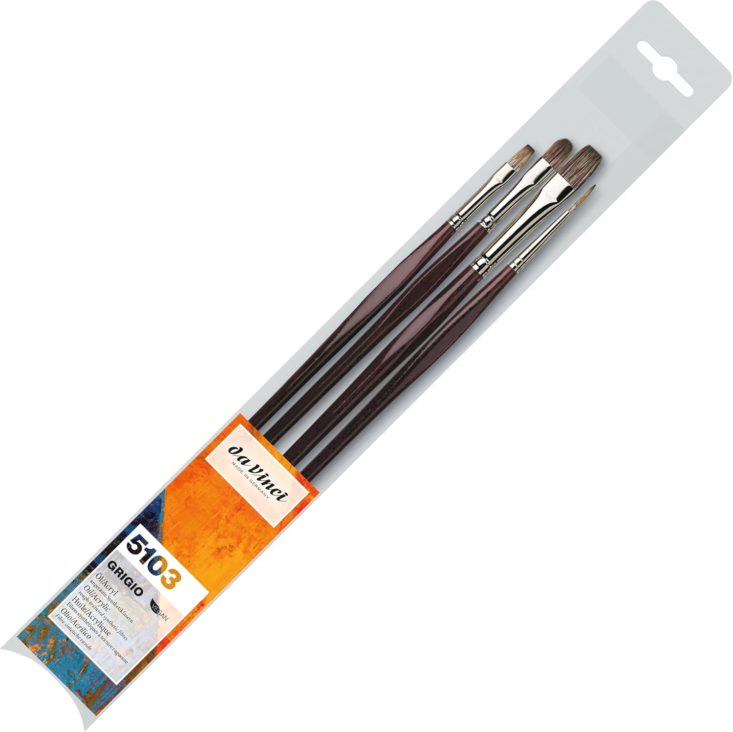 da Vinci Oil & Acrylic Series 5103 Grigio Synthetic Paint Brush Set, Multiple Sizes, 4 Brushes (Series 7195, 7495, 7795)