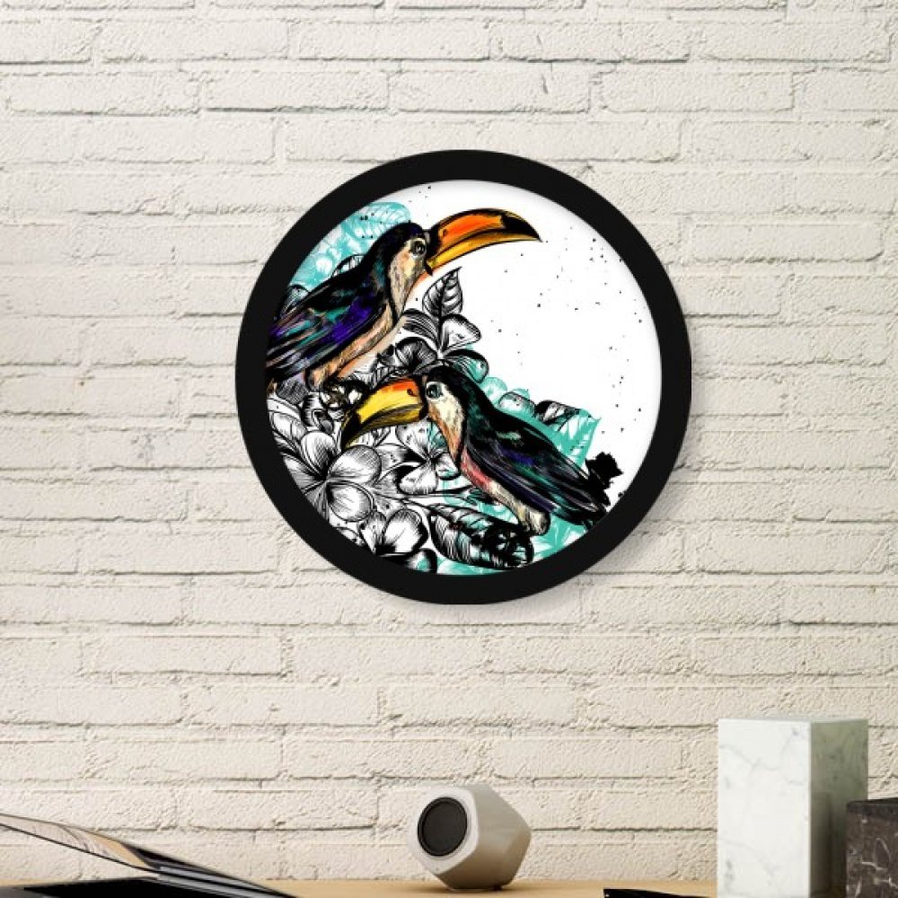 Oiseau tropical art peinture à l'encre pour décorer un salon chaleureux cadre en bois
