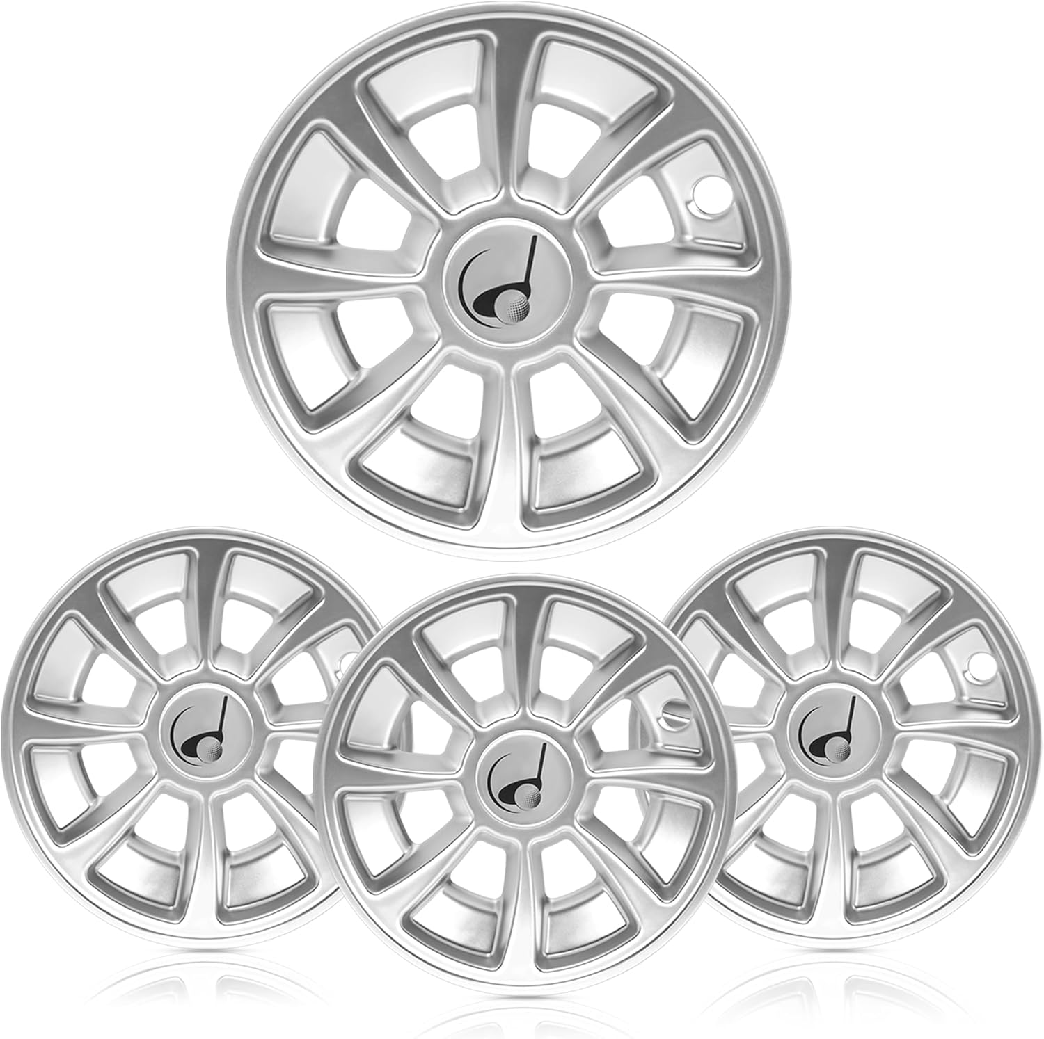 8 Inch Golf Cart Hub Caps Set of 4 Fits EZGO Club Car Yamaha Universal Wheel Rim Covers Snap-on Installation Golf Cart Wheel Covers Silver Not Fit EZGO RXV