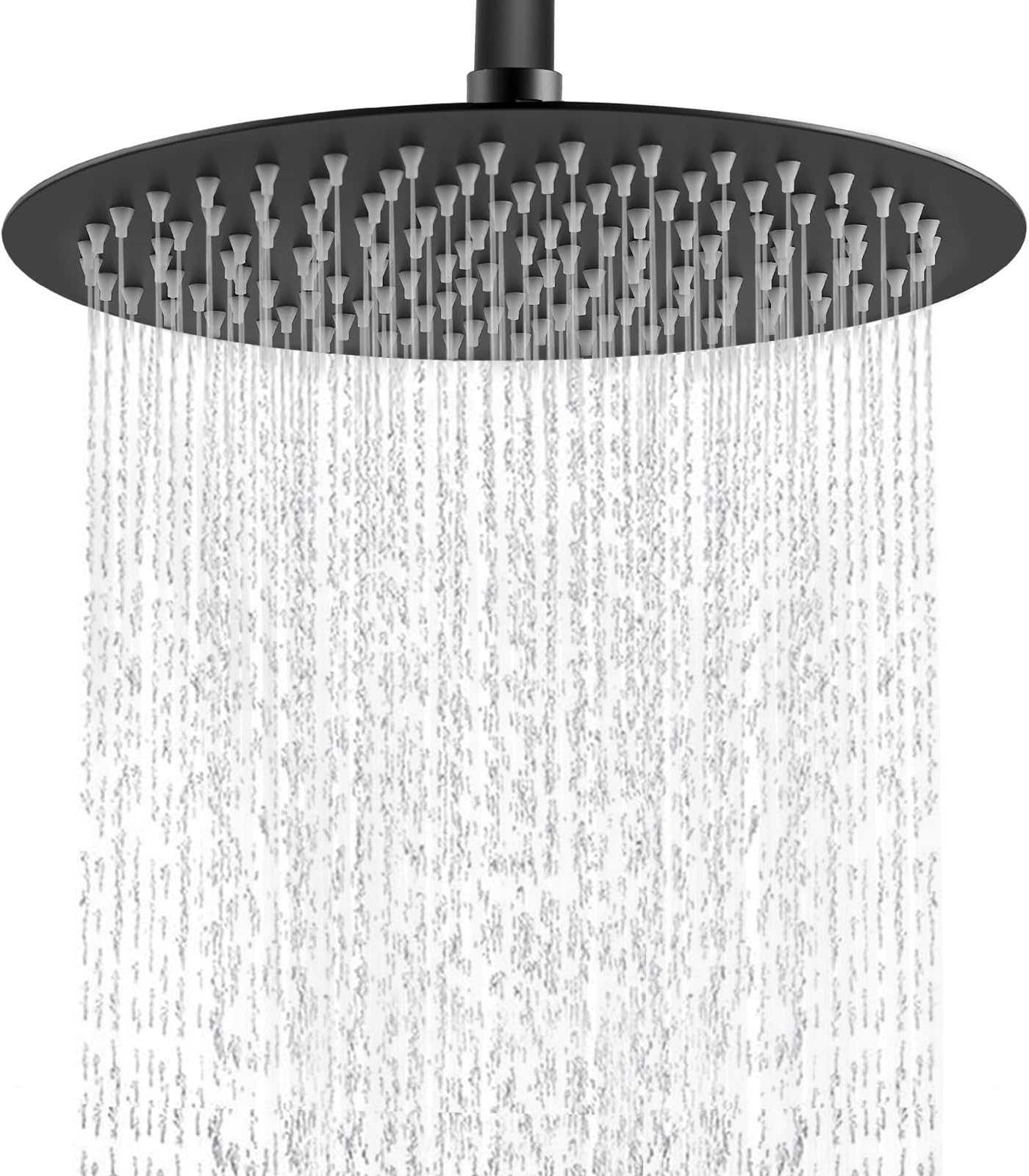 Midanya Round Rainfall Shower Head High Pressure Stainless Steel Waterfall Large Rain Shower Head Ultra Thin Design,Matte Black 12 Inch