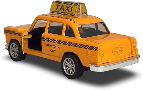 Miniatura 4 de NYC Taxi en cabina amarilla con acción de retroceso juguete de taxi de la ciudad de Nueva York fundido a presión