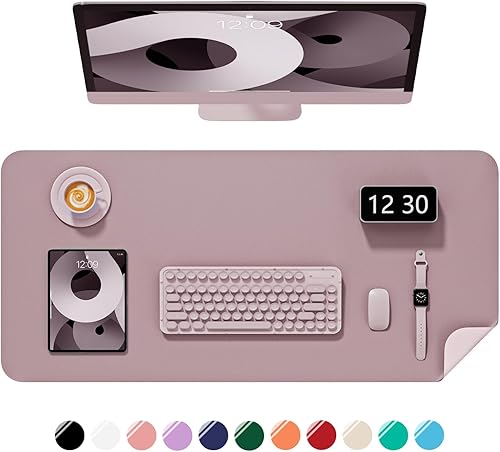 Miniatura 17 de Alfombrilla de escritorio, 60 x 35 cm, de piel sintética, antideslizante, alfombrilla grande para mouse para escritorio, impermeable, almohadilla de