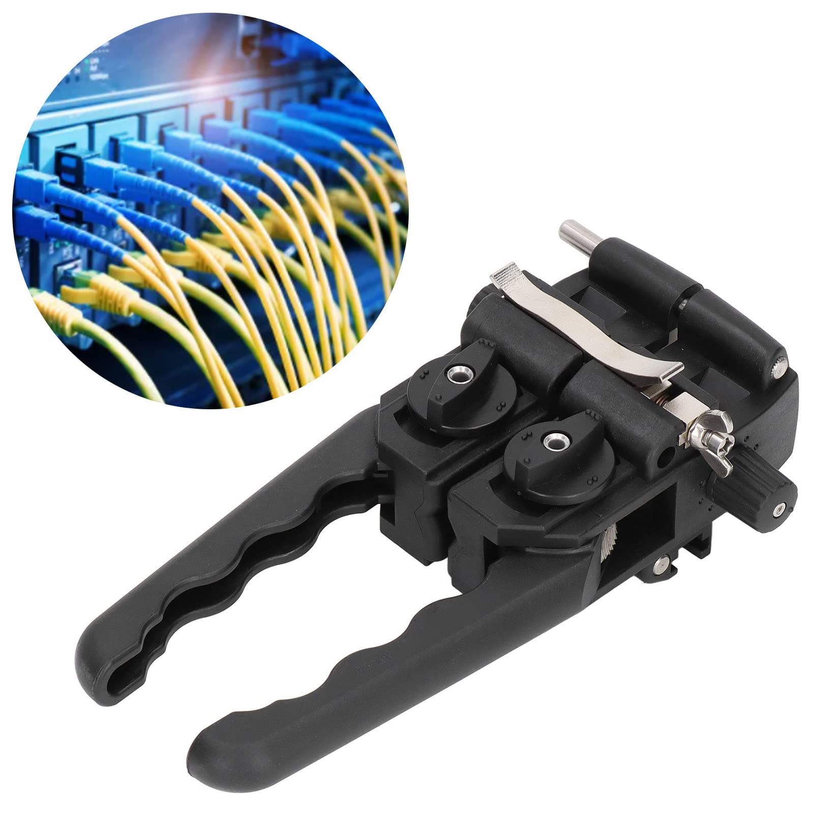 Pelacables de Fibra Óptica, Herramienta de Corte de Fibra Óptica Ajustable Transversal Longitudinal de 2 Vías, Pelacables Coaxiales con Doble Mango para Cable de 0,3 1,2