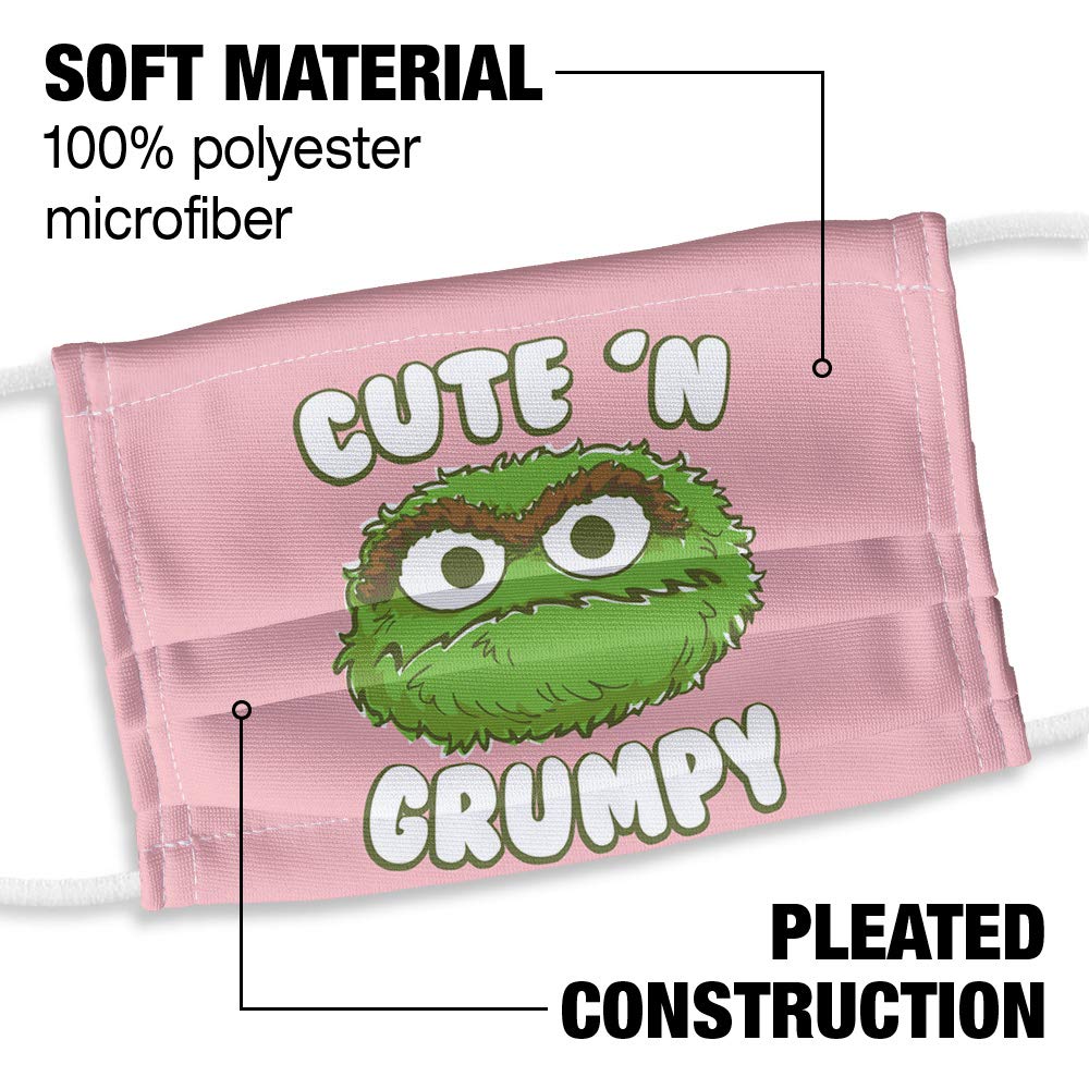 Popfunk Sesame Street Cute 'n' Grumpy 1-Ply Reusable Face Mask Covering with Adjustable Nose Wire, Kids