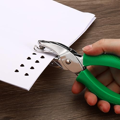 Miniatura 10 de PATIKIL Perforadora triangular de un solo agujero de 316 pulgadas, perforadora de mano con agarre de metal para manualidades, tarjetas de boletos,