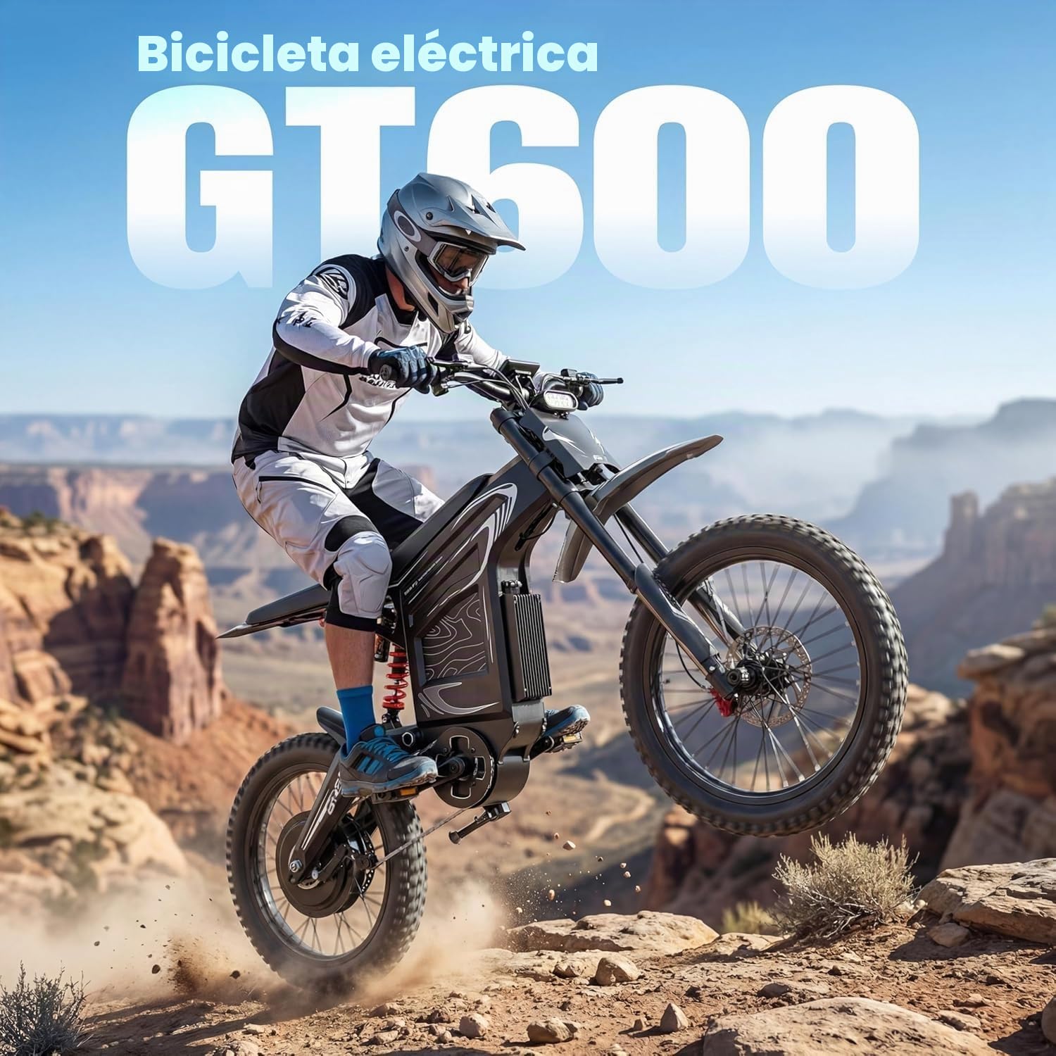 GT600 Moto eléctrica de cross para adultos, batería de 72 V y 30 Ah, autonomía de 160 km, neumáticos todoterreno de 19"/17", arranque NFC, doble suspensión y frenos hidráulicos