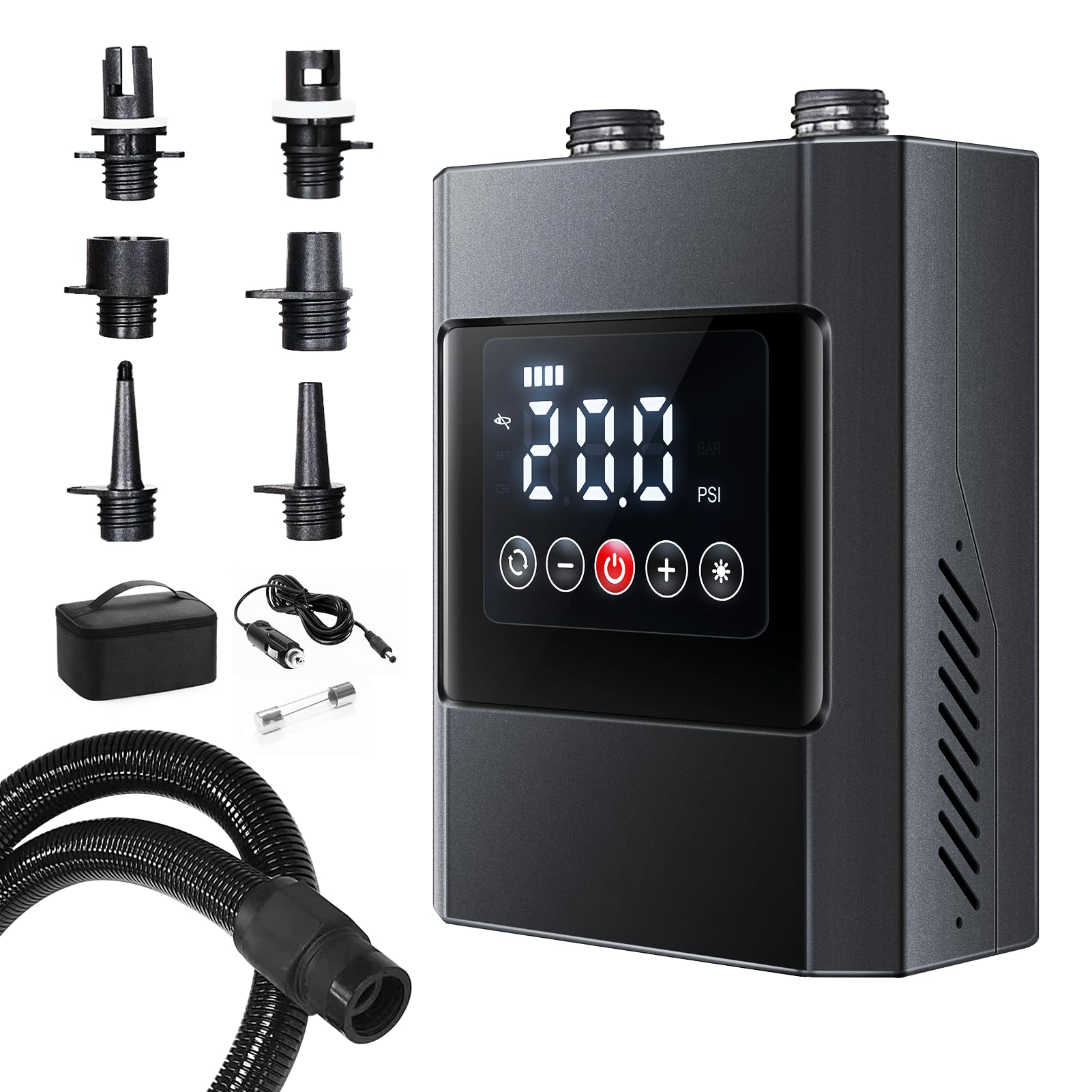 Pompa Elettrica SUP 20PSI, 12000mAh ricaricabile a batteria,gonfiaggio e sgonfiaggio a doppio stadio,adatta per stand up paddle, barche, kayak e tende