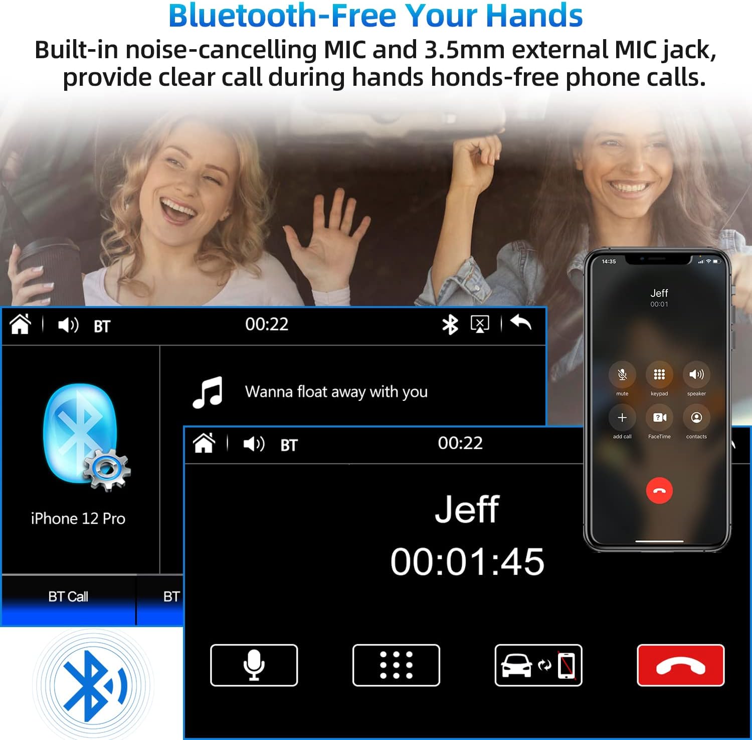 Car Stereo with Carplay and Android Auto, 7 Inch Double Din Car Radio with Bluetooth, Mirror Link, Steering Wheel Controls, Backup Camera, Subwoofer, FM/AM, USB/TF/AUX
