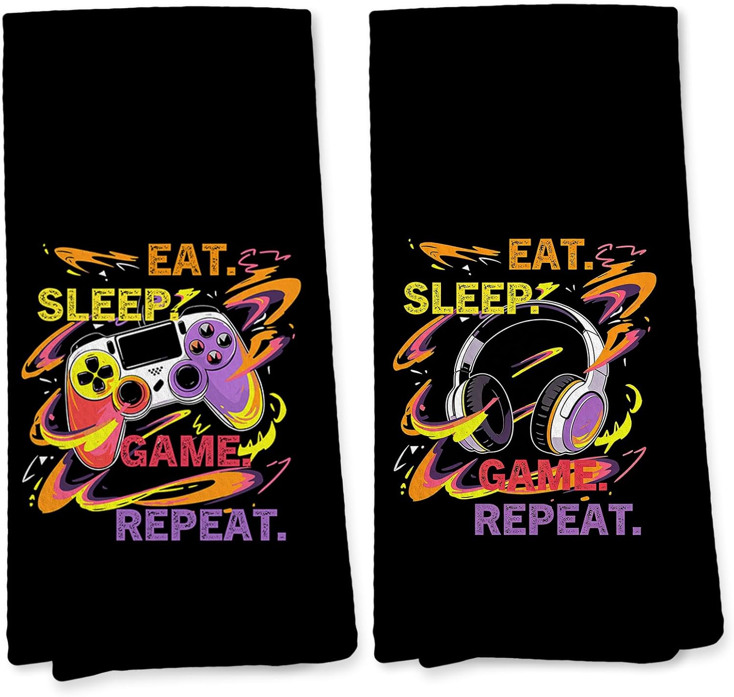 Gaming Gifts Kitchen Towels, Gamer Gaming Gifts for Boys Men Hand Towel for Boys Kids Bathroom Decor, Eat Sleep Game Repeat Dishcloth Dish Tea Towels, 16x24 Inches Set of 2