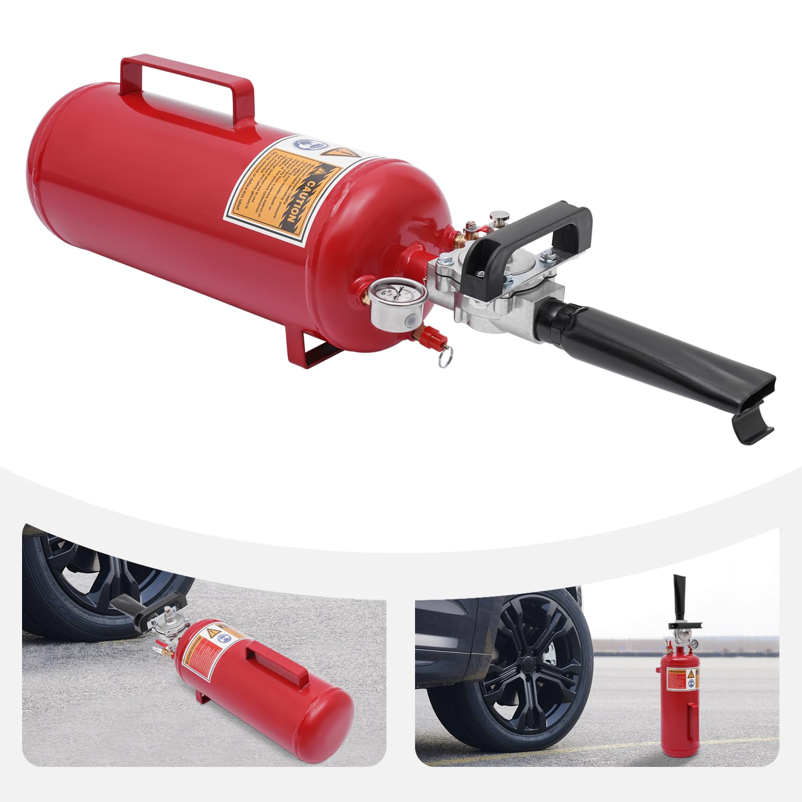 Gonfleur de pneu Booster - Rouge - Gonfleur de pneu - Booster de gonfleur de pneu - Manomètre de pression - Signal d'avertissement clair - Conçu pour motos et véhicules électriques