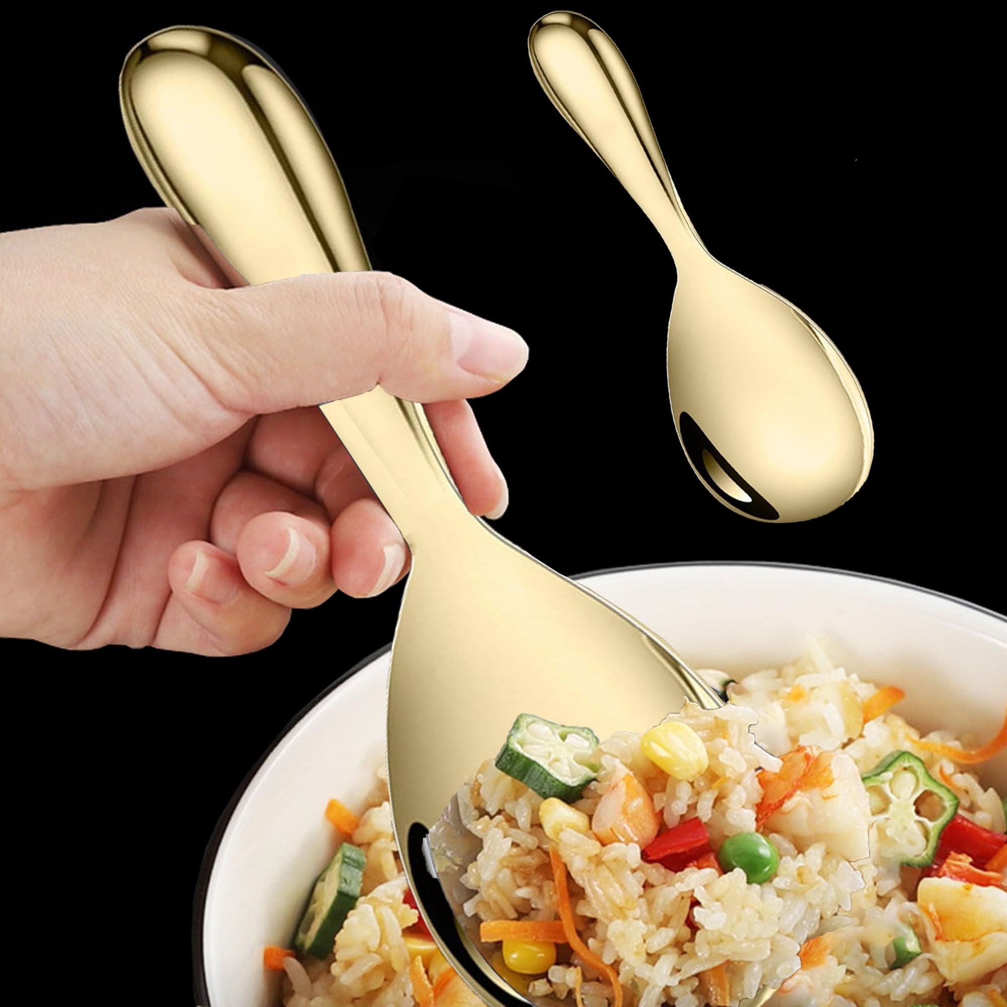 Cucchiaio Per Riso In Acciaio Inox 304 - Palette Da Cucina Cinese/Giapponese, 20,5x8 Cm - Foto 11