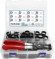 Vista 1 de Kit de abrazadera de banda de resorte de acero de 210 piezas (7-25mm) con alicates planos giratorios – Surtido multiusos para línea de combustible