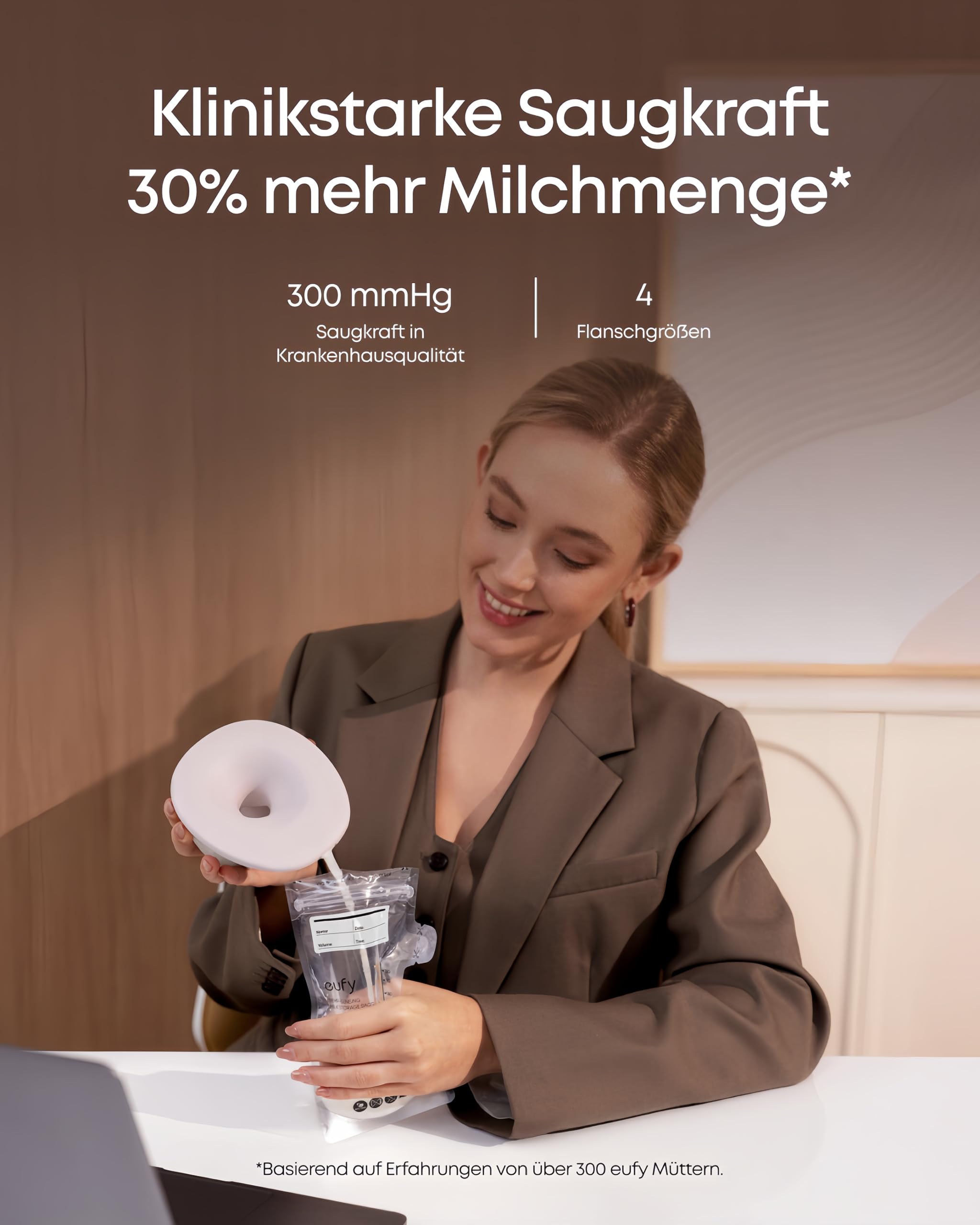 eufy Tragbare Milchpumpe mit Wärmefunktion S1 Pro, Schlank & Freihändig mit branchenführender HeatFlow-Technologie, Kabelloses Ladecase, App-gesteuertes OptiRhythm, Klinische Saugkraft, Für den BH