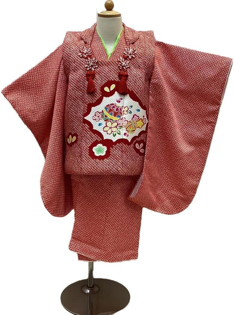 七五三 着物 3歳 正絹被布コート 絞り柄 赤色 日本製 mi415t 七五三 3歳 七五三 着物 3歳 正絹被布コート 絞り柄 赤色 日本製 mi415t 七五三 3歳