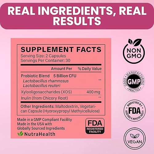 Miniatura 7 de Probiótico vaginal + prebiótico para mujeres  Apoya el equilibrio del pH, levadura y olor  con Lactobacillus rhamnosus, reuteri  Salud intestinal y