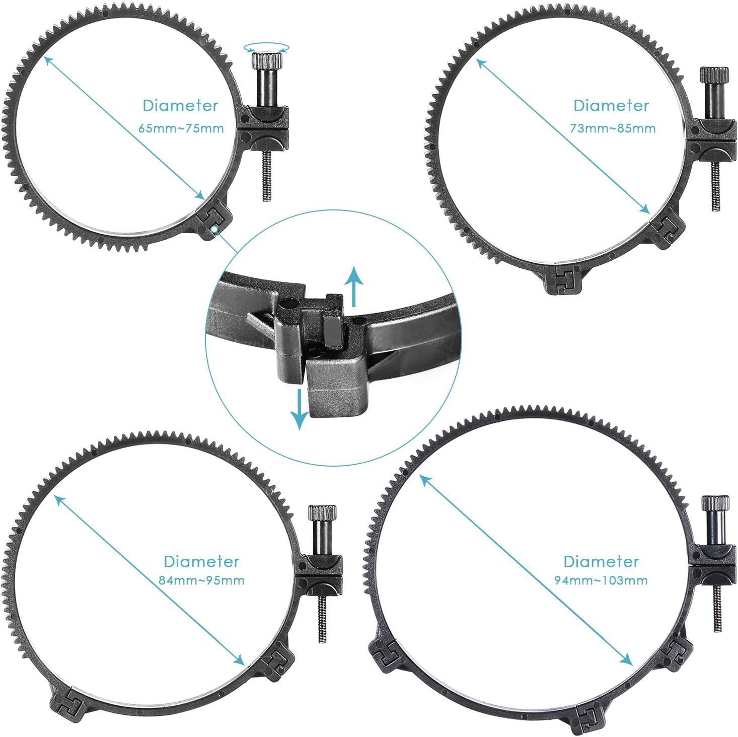 Neewer® Follow Focus CN-90F with Gear Ring Belt for DSLR Cameras of 65mm-103mm Lens Diameter Such as Nikon,Canon,Sony DV/Camcorder/Film/Video Cameras,Fits 15mm Rod Mounts,Shoulder Supports