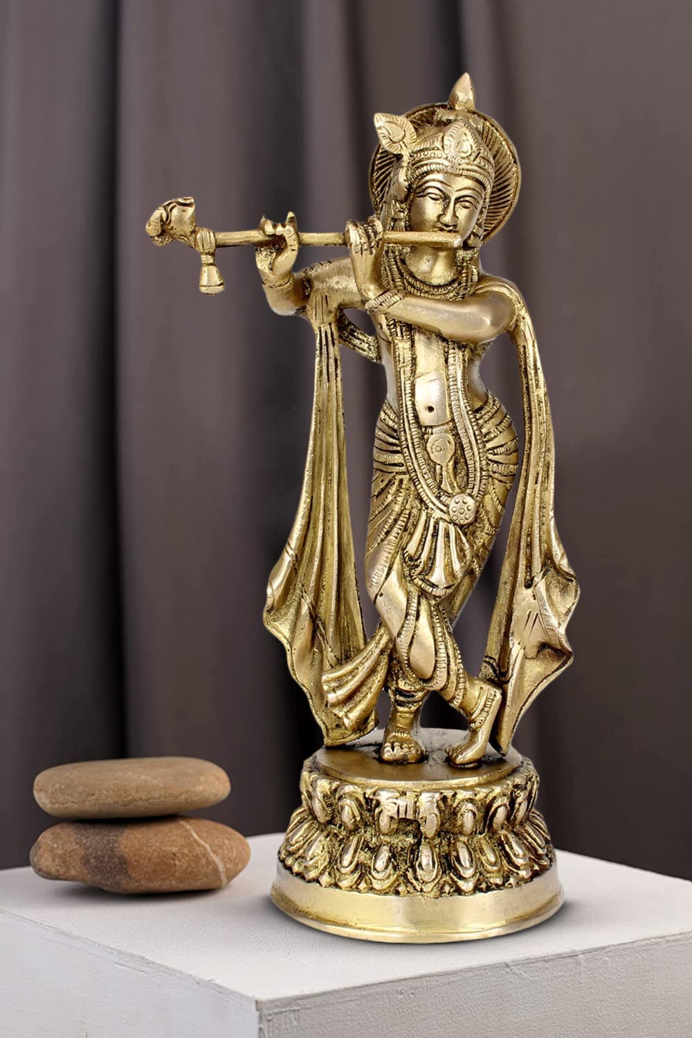 Idole de Krishna dore Shoppers Delight cadeau spirituel pour pendaison de cremaillere