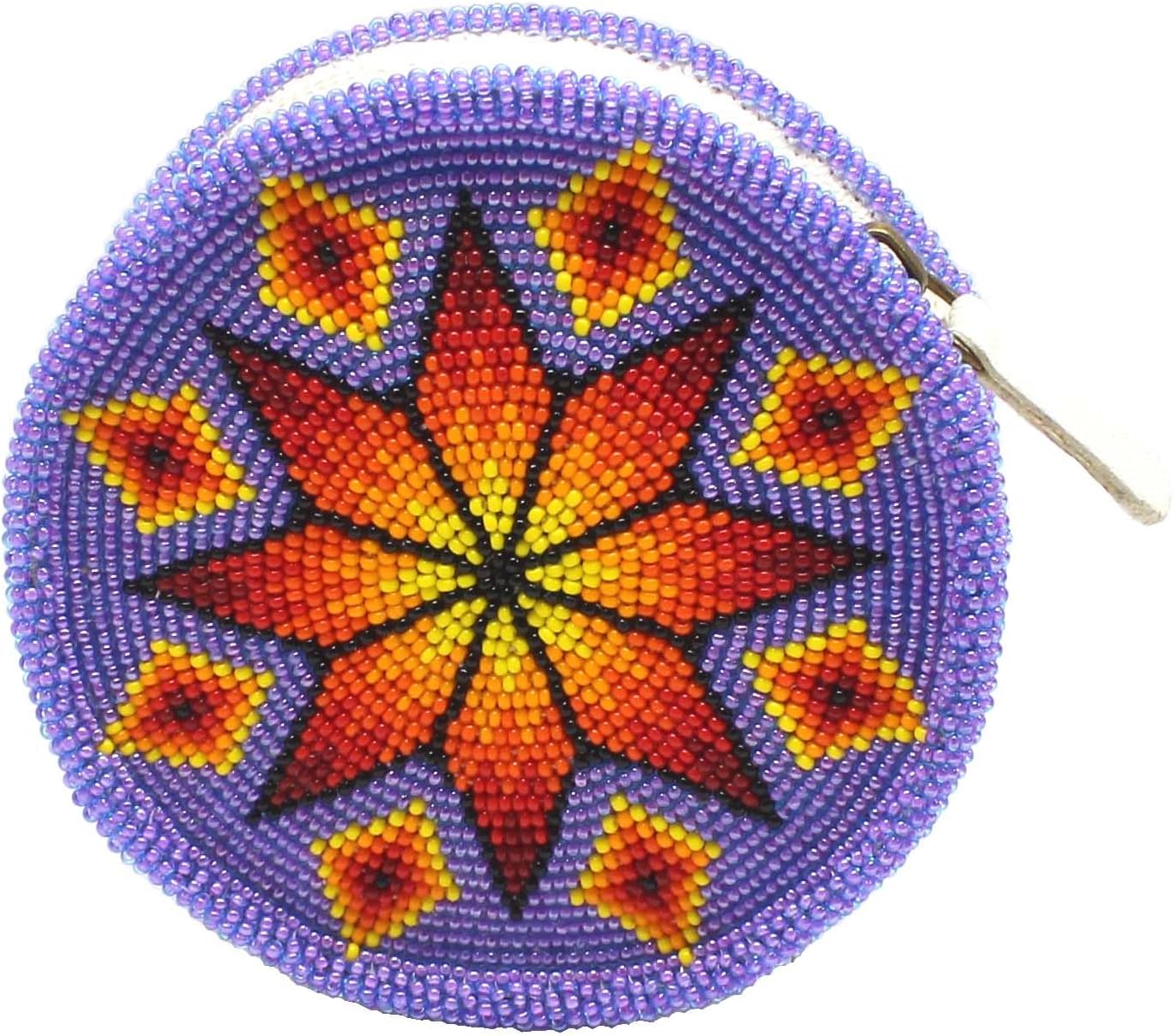 女性用ビーズコインパース、ハンドメイドビーズ小銭入れ/ポーチ、ネイティブアメリカンスタイルのビーズローズ