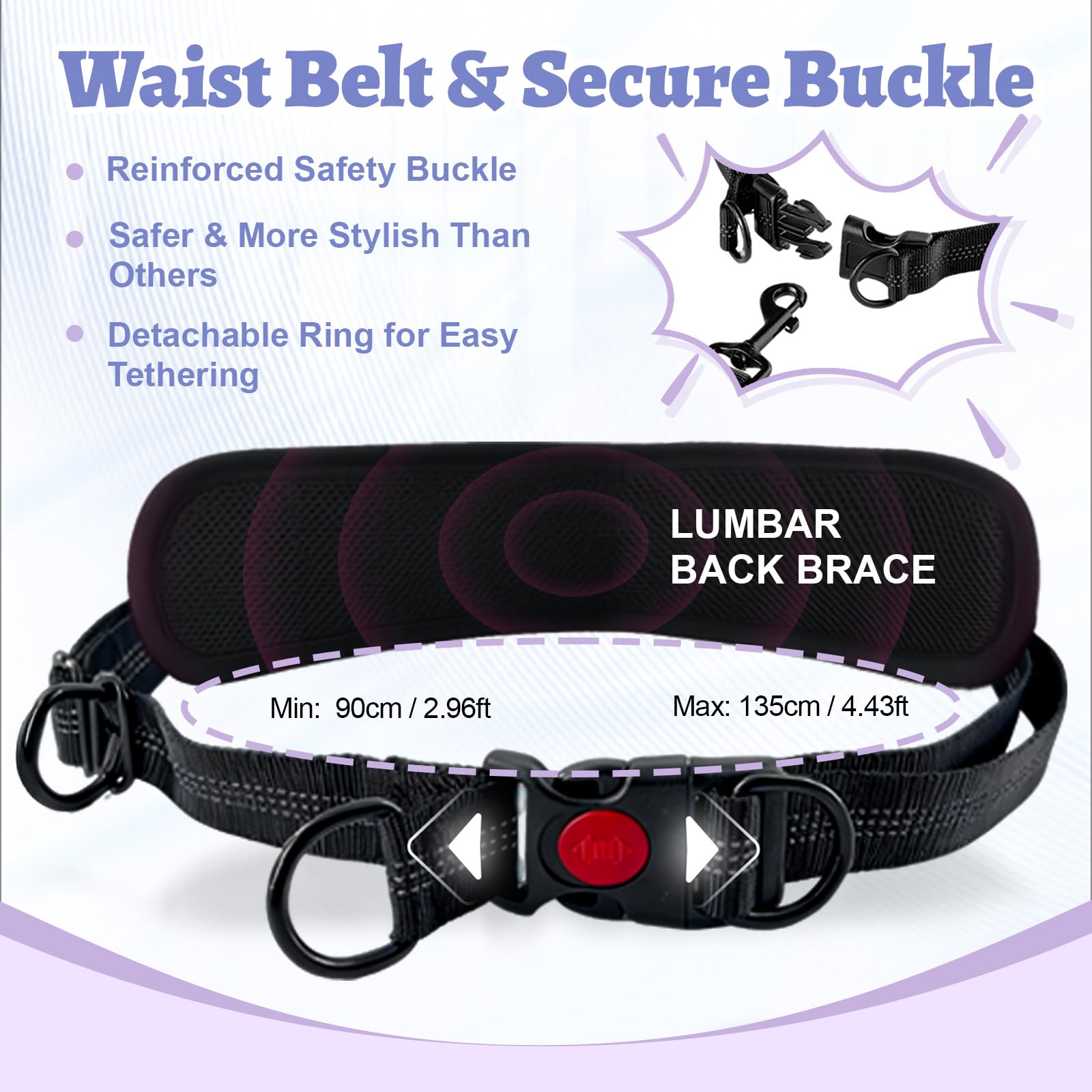 Hands Free Double Dog Leash for Two Dogs- No Tangle No Pull Dual Leash with Padded Adjustable Waist Belt & Reflective Stitching - Ideal for Running, Jogging, Hiking with Medium & Large Breeds - image 4