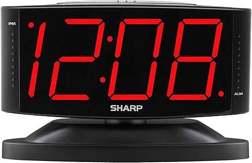 SHARP Reloj despertador digital LED para el hogar base giratoria alimentación de tomacorriente operación simple alarma repetición atenuador de