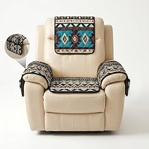4 Pieces Quilted Sofa Couch Slipcovers with Headrest and Armrest Covers for Pets and Kids Navajo Tribal Geometric Non Slip Scratch Proof Single Seat Sofa Covers for Recliner Accent Chair