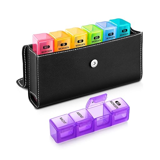 Eono 7 Day Pill Box With Faux Leather Case