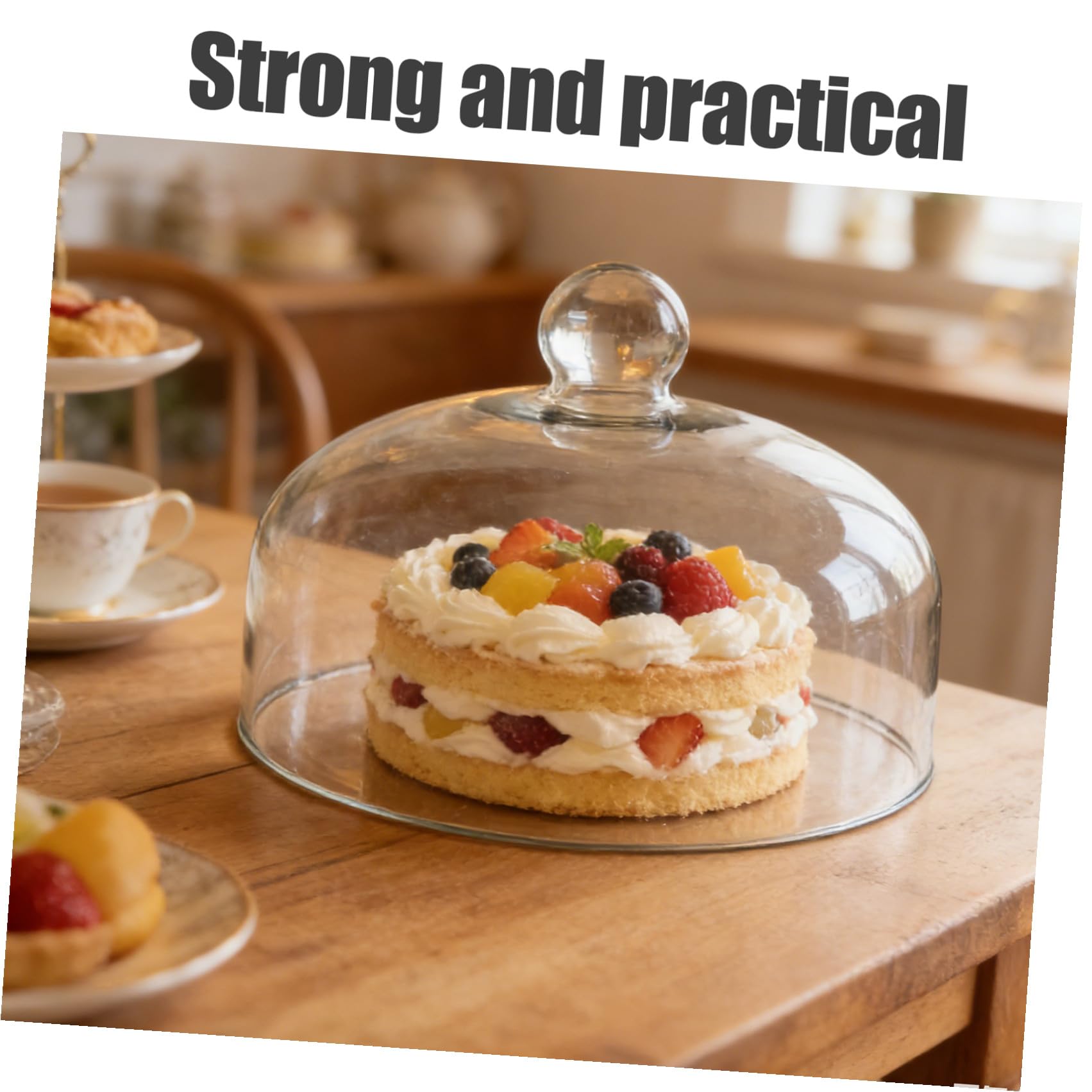 Cubierta de cristal para tartas de 30 cm, de grado alimenticio con tapa para protección de alimentos en casa